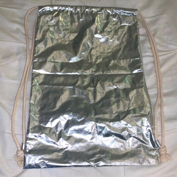 Silver Drawstring Backpack Bag - Picture 4 of 4